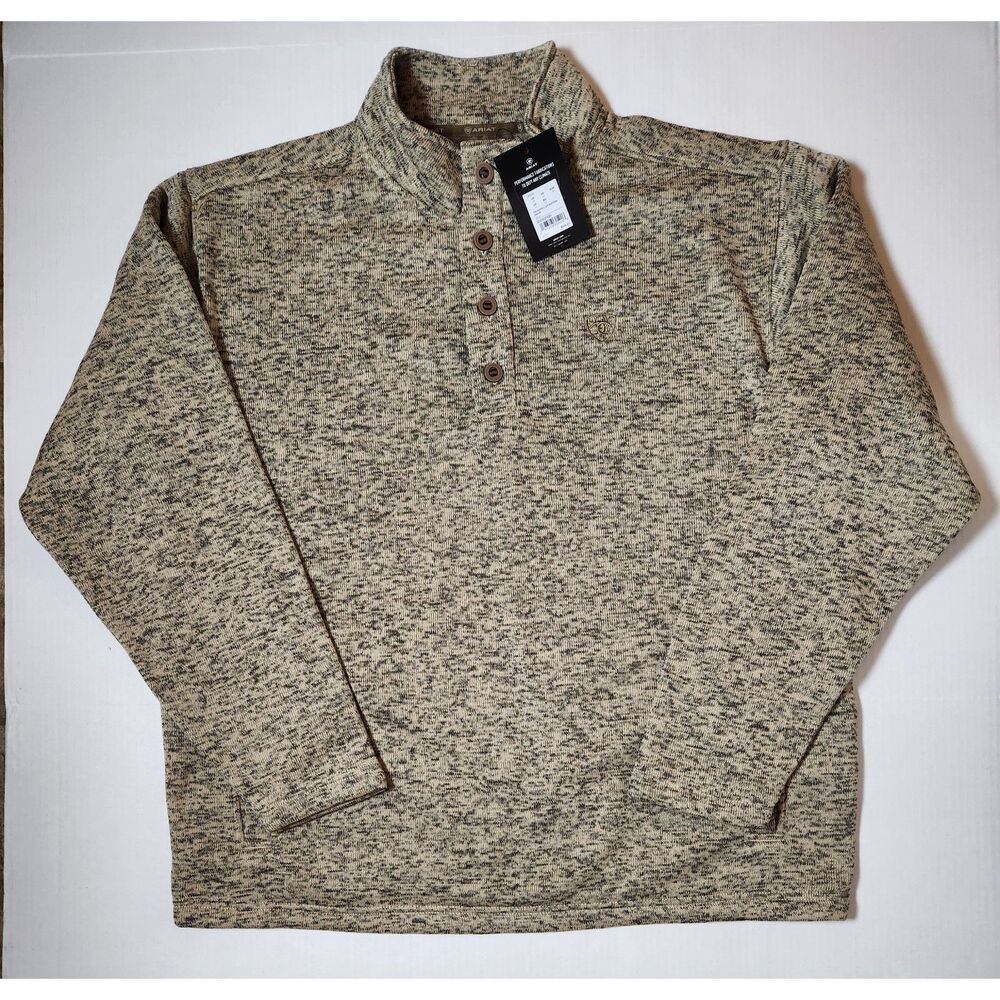 ARIAT Caldwell 1/4 Button Sweater Men's XL Beige